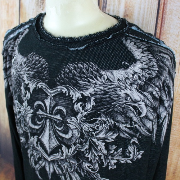 Affliction Men's Graphic Shirt Thermal XXL Black - Picture 5 of 5